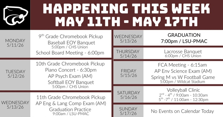 Happening This Week . . . 5/11