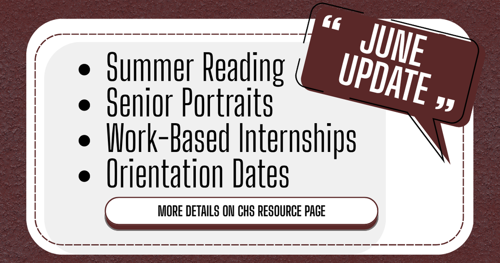 Summer Update: Summer Reading, Senior Portraits, Work-Based Interships, Orienation Dates