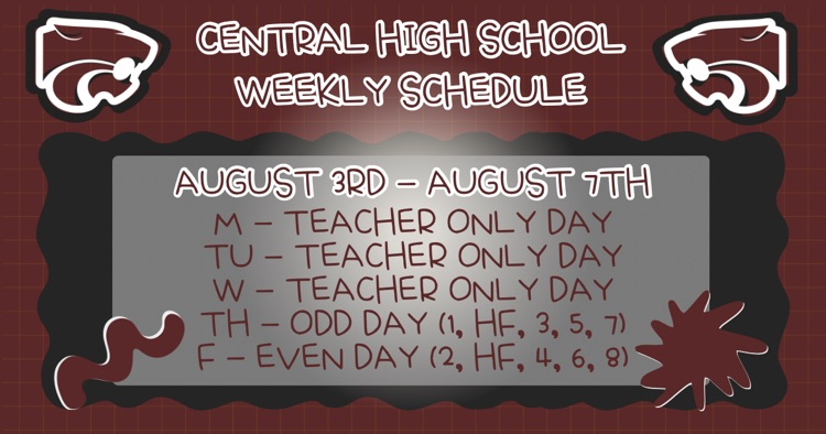 Weekly Schedule . . . 8/3