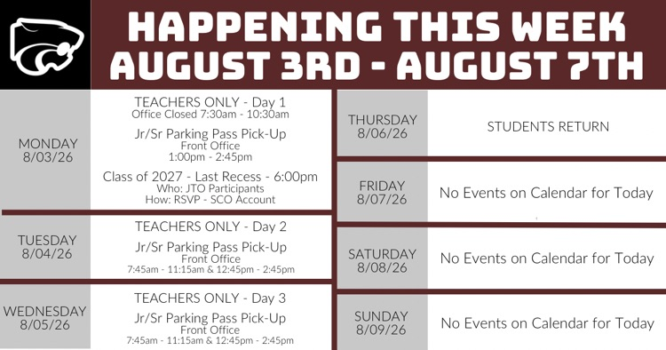Happening This Week . . . 8/3