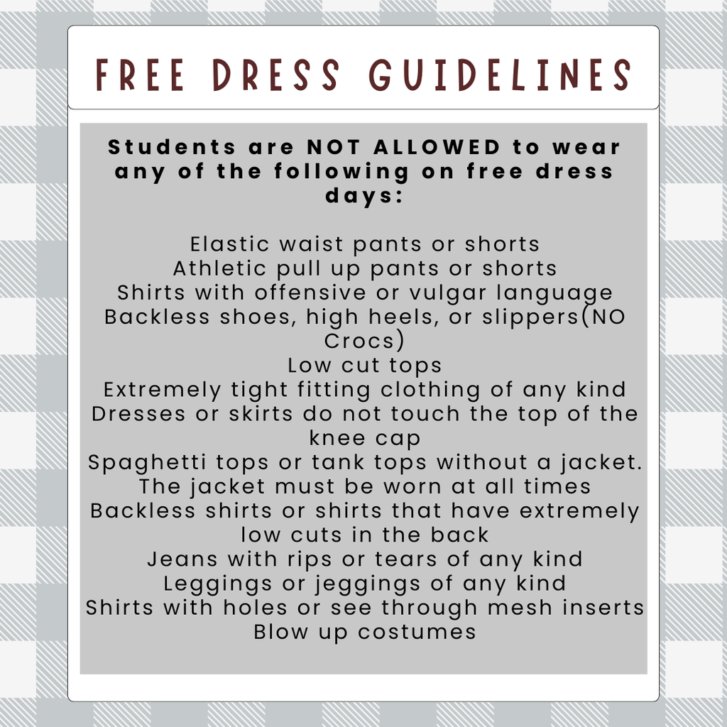Free Dress Guidelines