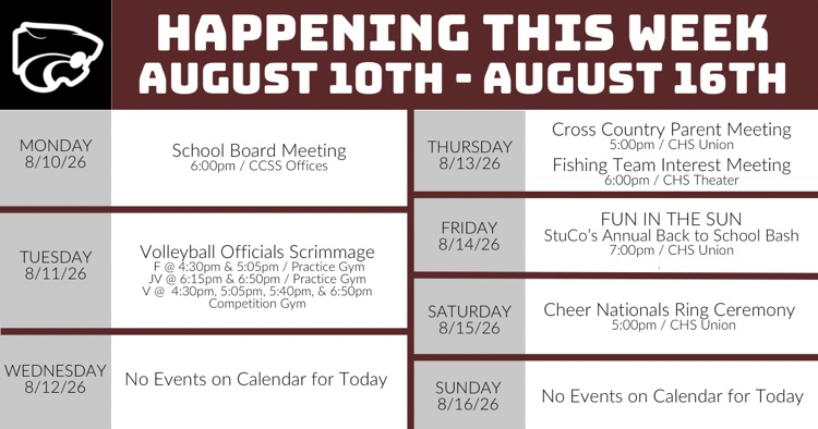 Happening This Week . . . 8/10