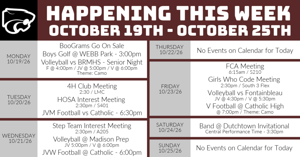 Happening This Week . . . 10/19