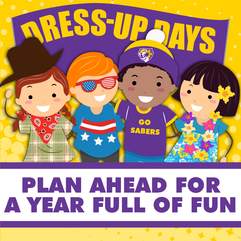 Students dressed up for the many themed dress up days we have each year