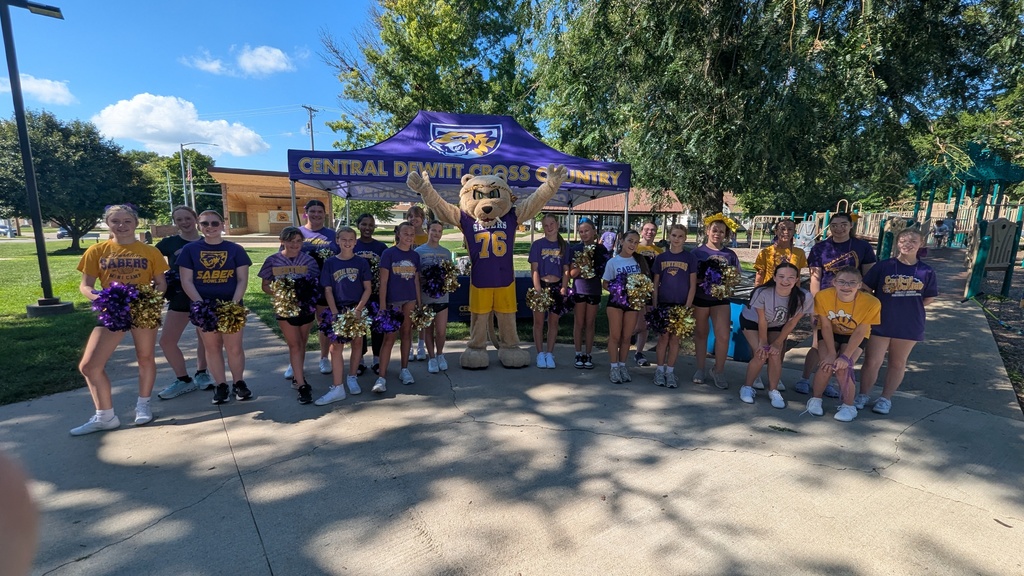 Central DeWitt cheerleaders and Slash at the DeWitt Farmers Market