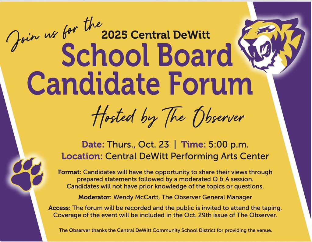 The Observer School Board Candidate Forum Flyer