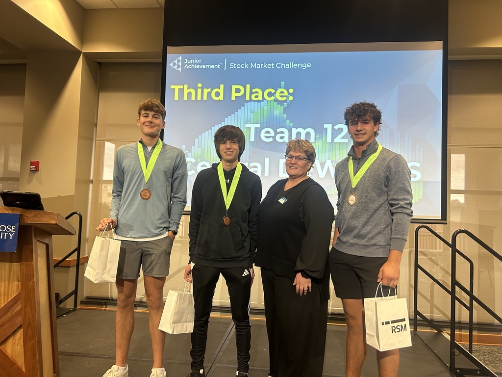 Beckham Maricle, Dawson Petsche, and Jacob Van Der Merwe placed 3rd out of 78 teams at the JA Stock Market Challenge
