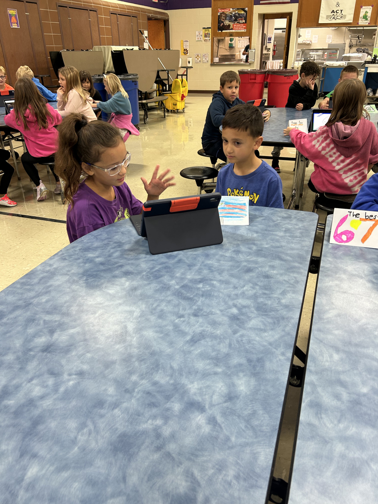 Third graders sharing their Animal Classification Research Projects  with first graders