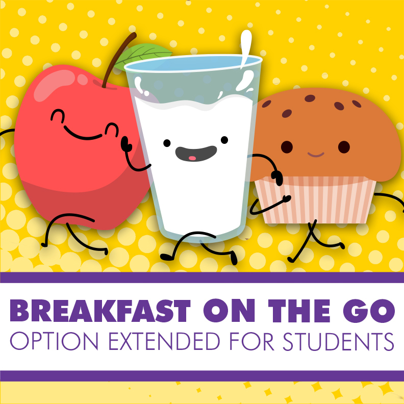 Apple, glass of milk and muffin running