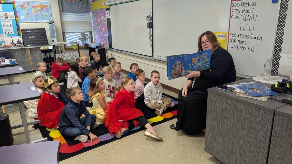 First graders listening to different versions of classic fairytales