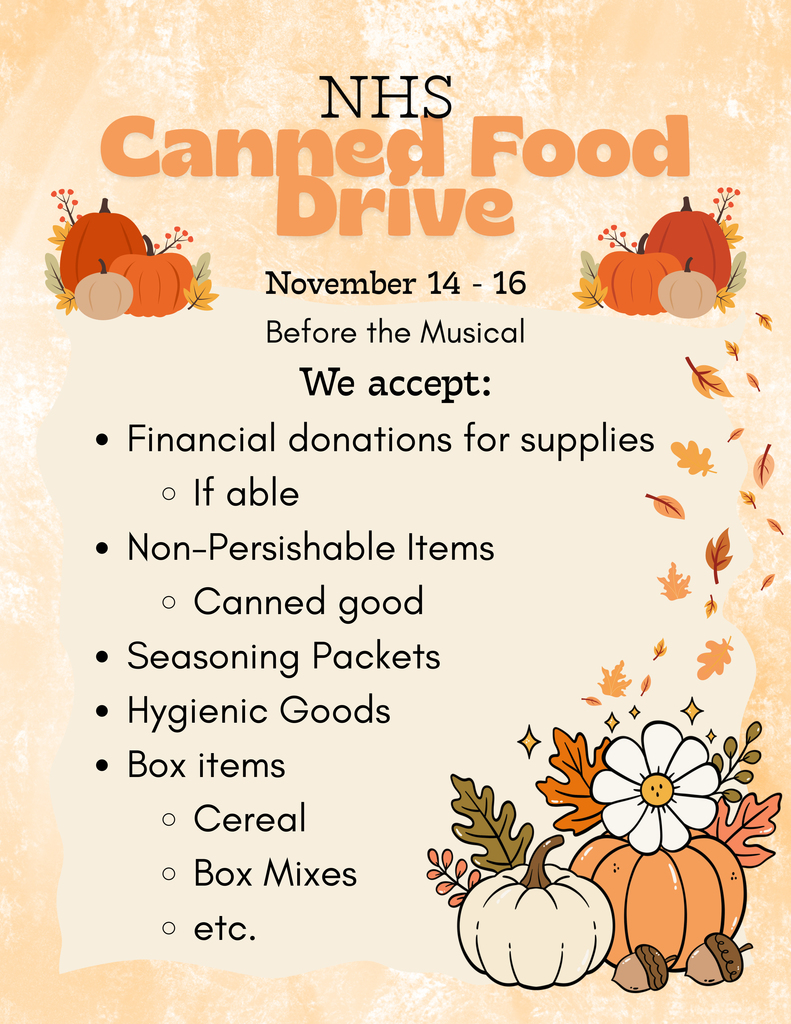 NHS Canned Food Drive flyer
