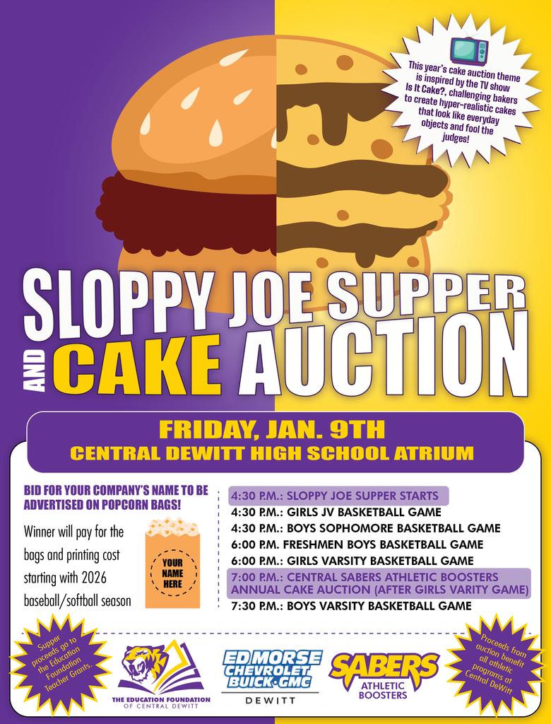 Sloppy Joe Supper and Cake Auction flyer