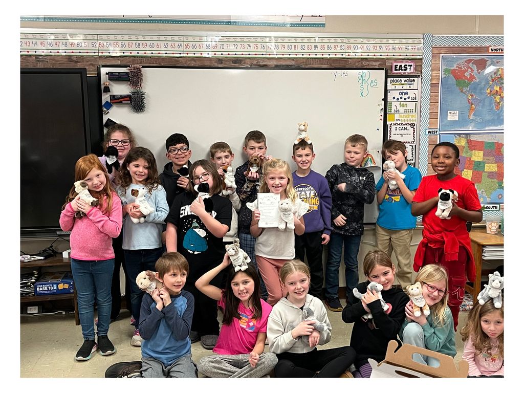 Second graders with their Two-by-Two pets