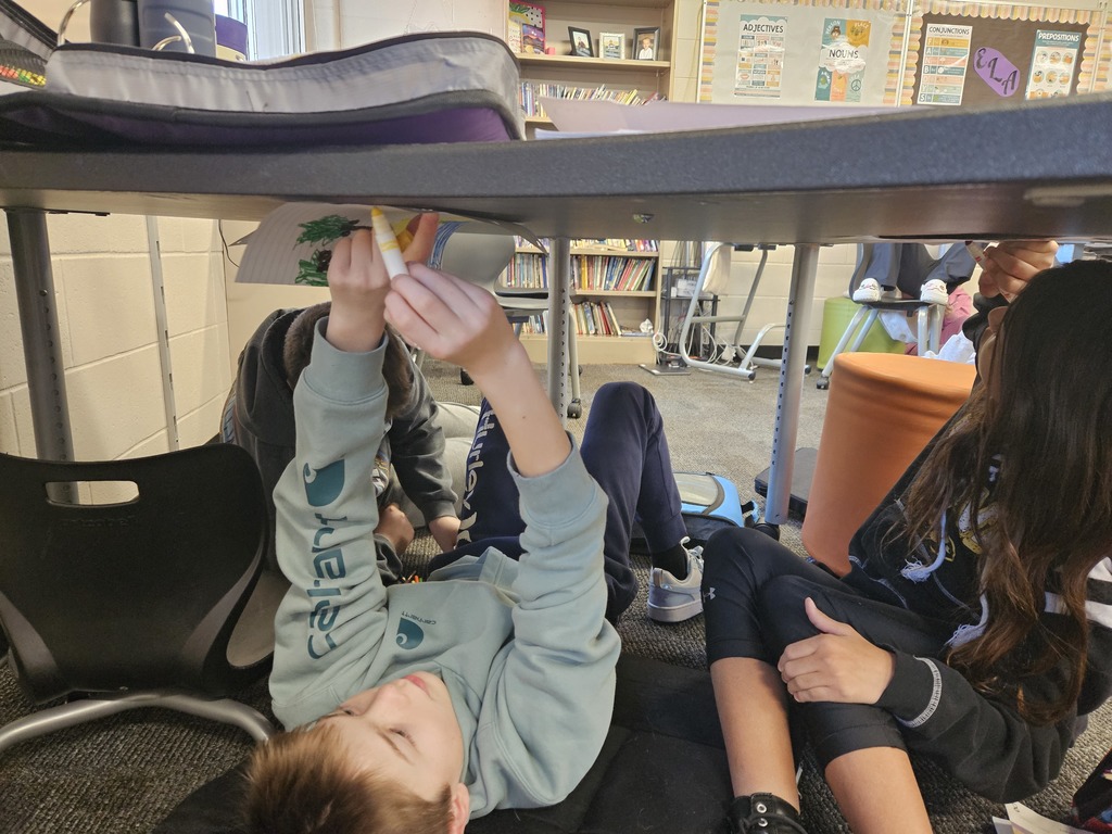 Just like Michelangelo painting the ceiling of the Sistine Chapel, 5th graders challenged themselves to create art using the underside of their desks 