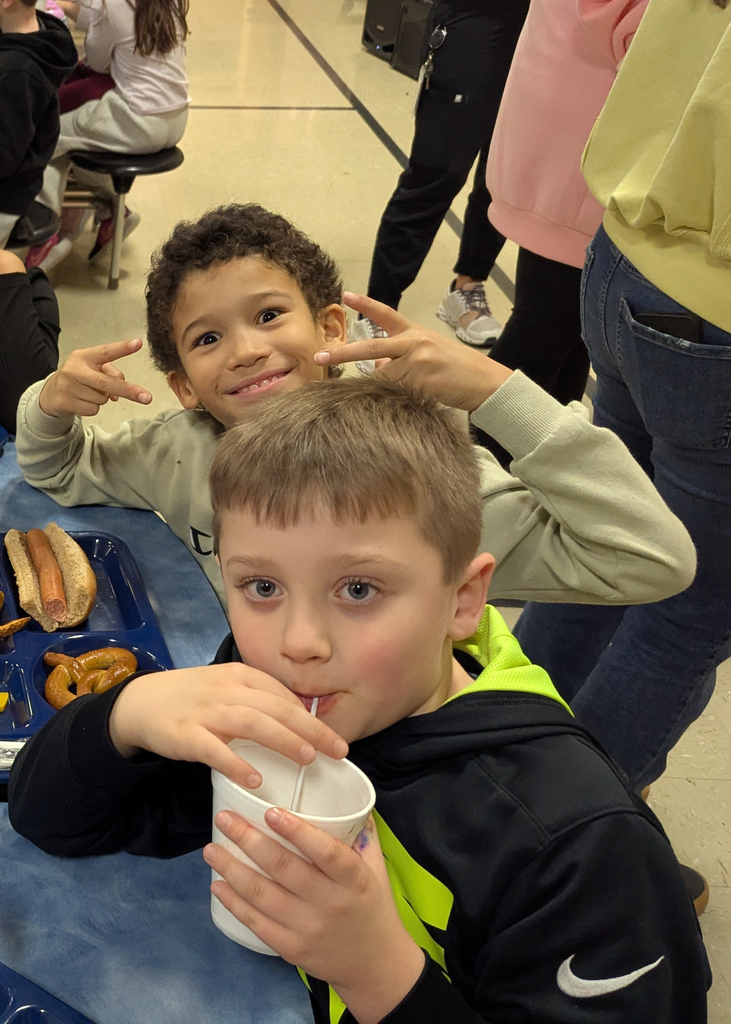 Students enjoying hot chocolate during lunch