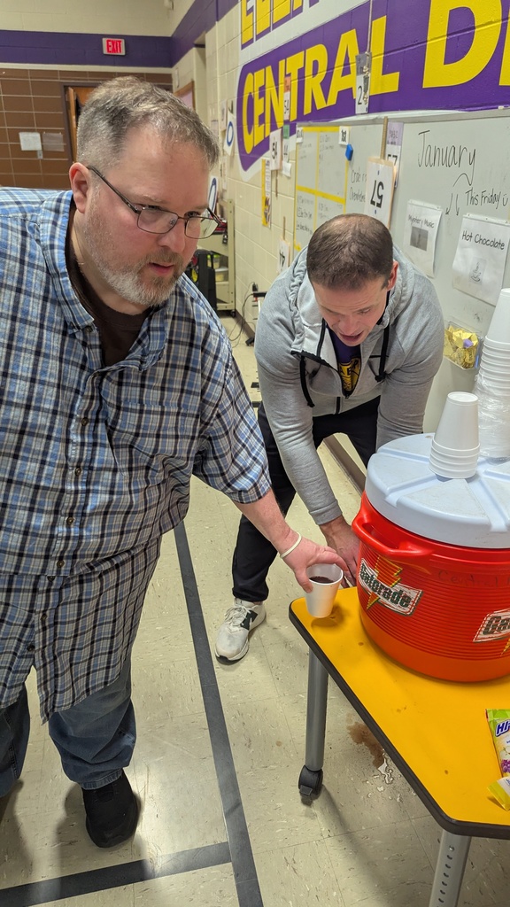 Students enjoying hot chocolate during lunch