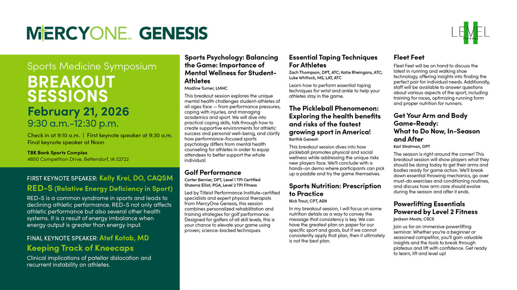 Sports Medicine Symposium sessions