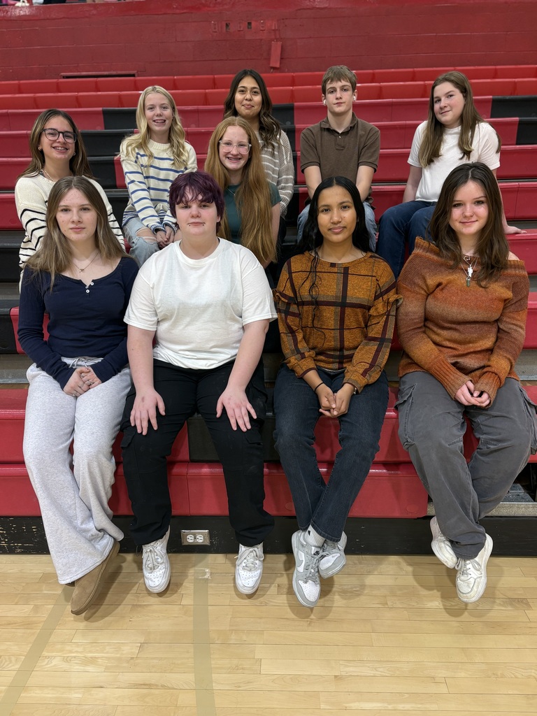 Pictured: (front row) Makena Rickertsen, Lincoln Skinner, Shupriya Karki, Joci Higgins (back row) Tarynne Carney, Tegan Spain, Nora Prosise, Veronica Santos, Sawyer Gluba, Brandon Peters
