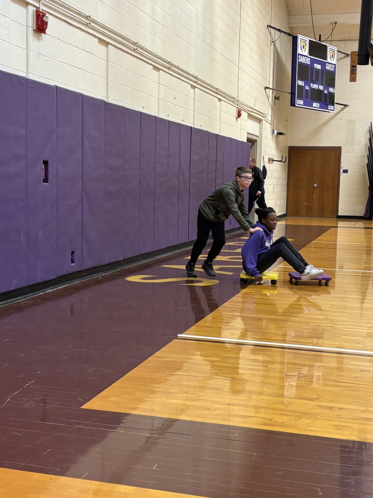 Peer Stem class doing bobsledding  as part of their recreation of the Winter Olympics