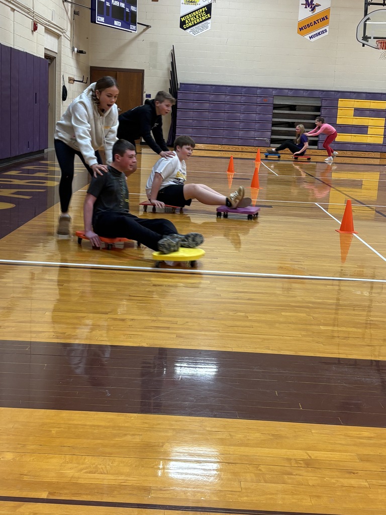 Peer Stem class doing bobsledding  as part of their recreation of the Winter Olympics