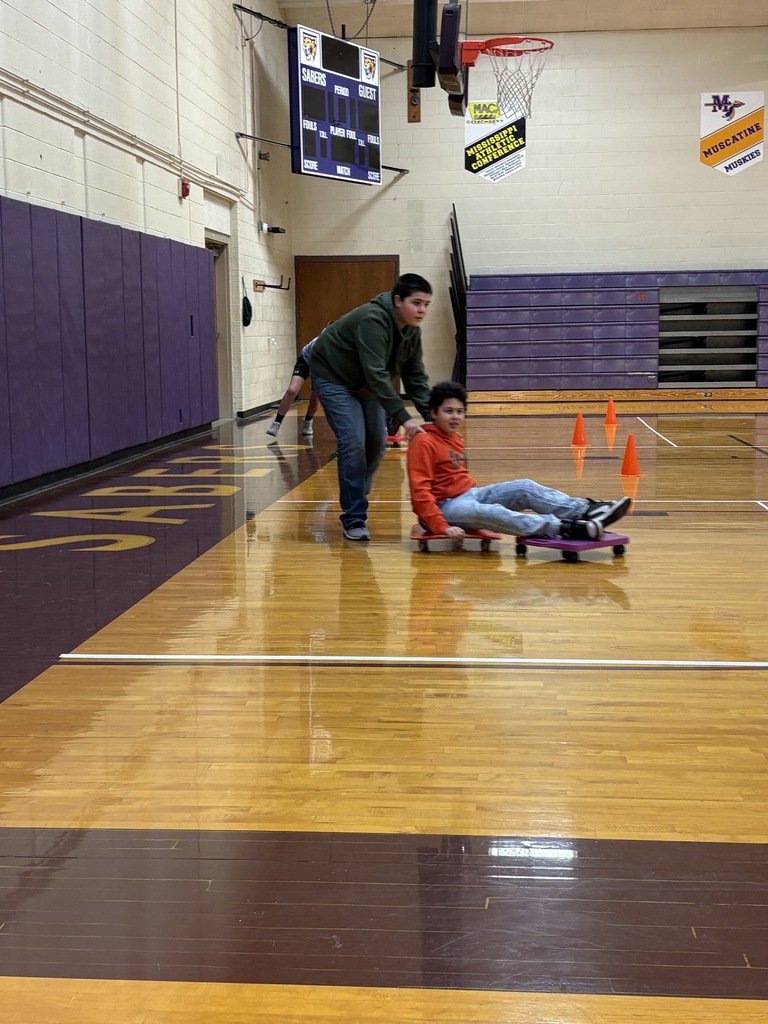 Peer Stem class doing bobsledding  as part of their recreation of the Winter Olympics