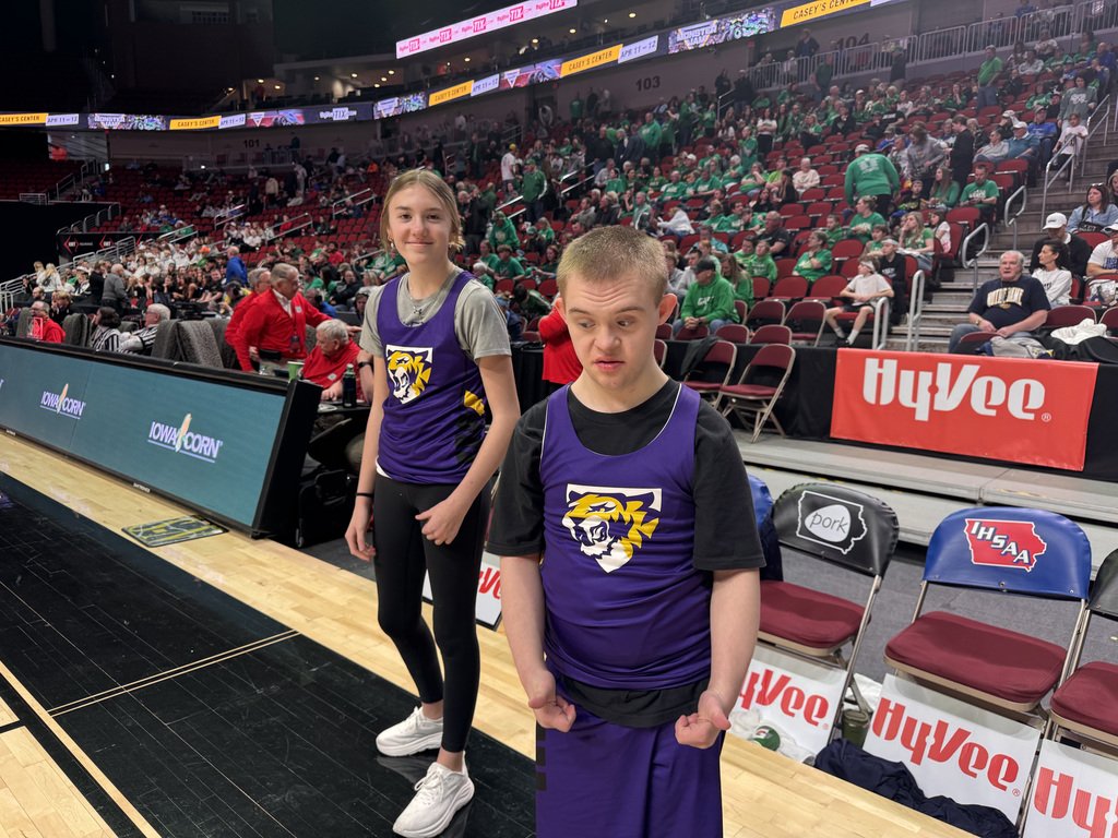 Central DeWitt Unified Special Olympics basketball team at boys state basketball tournament