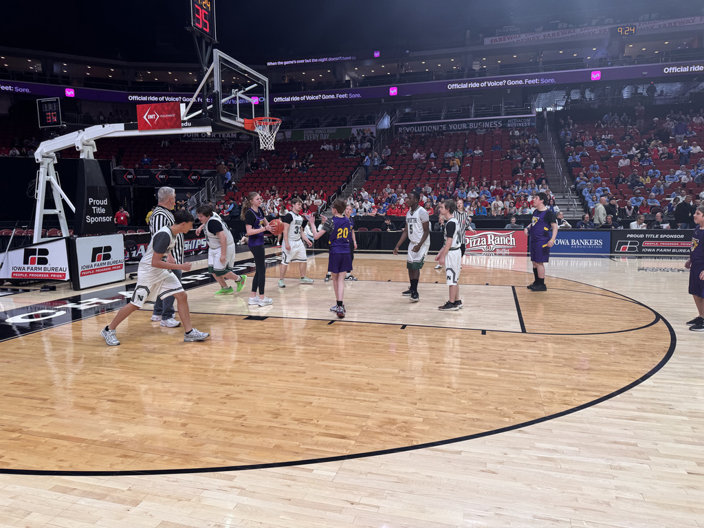 Central DeWitt Unified Special Olympics basketball team at boys state basketball tournament