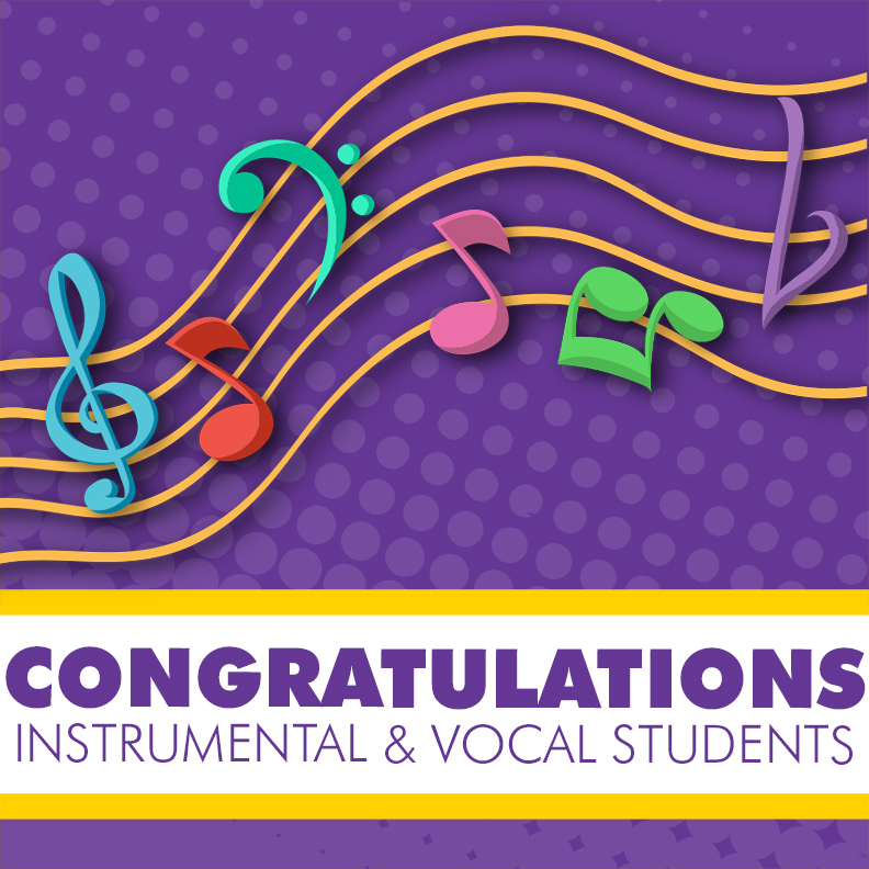 Musical notes and treble clef