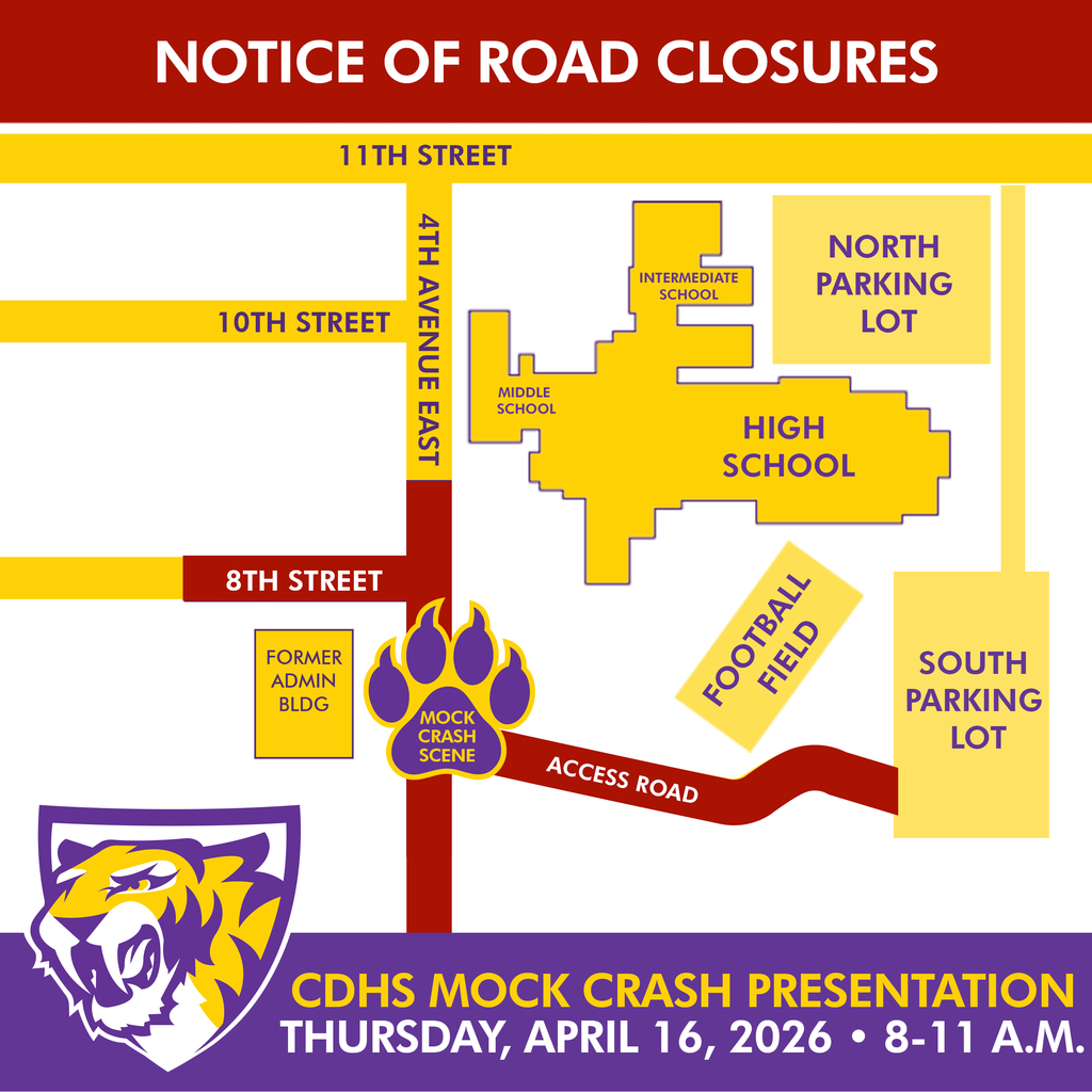 Notice of Road Closures Map for Mock Crash Presentation