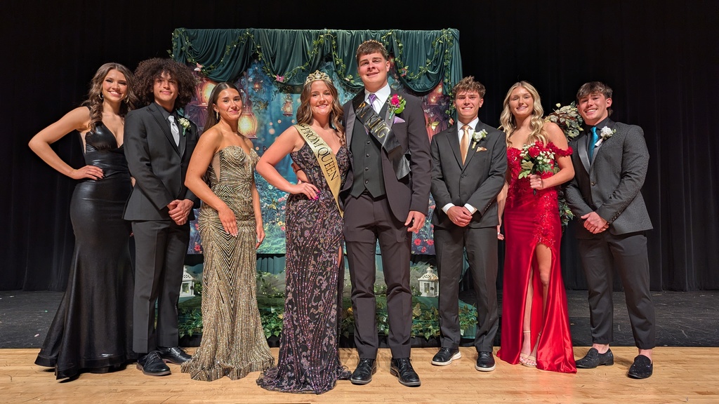 2026 CDHS Prom Court: Emily Sutton, Kinley Birt, Kerrigan Jefford, Zoey Fuglsang, Brady Meadows, Alexander Brown, Noah Ericksen, and Max Froeschle