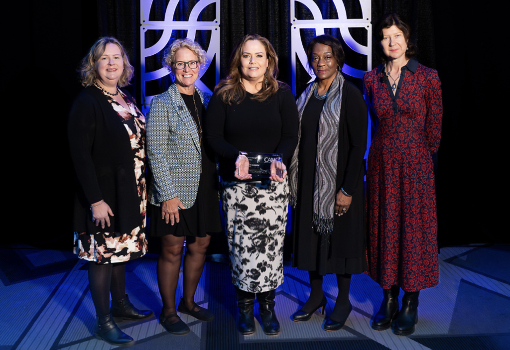 Pictured (left to right): Laura Lott, NAEA Executive Director; Cindy Todd, NAEA President; Cassie Garrity, CAN Visual Arts Teacher Leader; Wanda Knight, NAEA Past-President; Amy Pfeiler-Wunder, NAEA President-Elect.