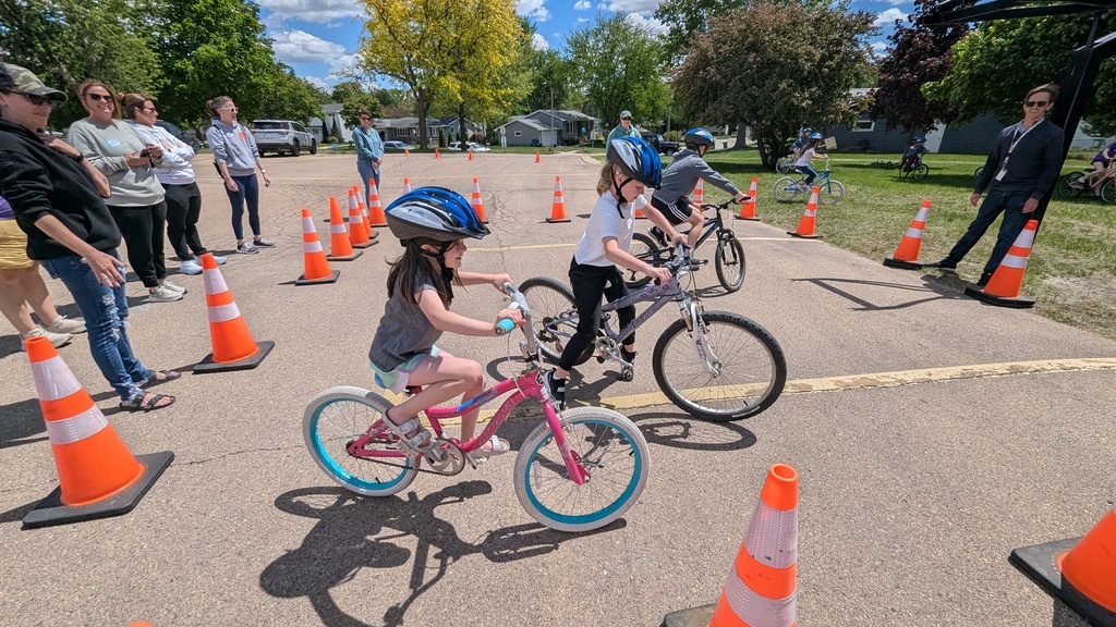 Second graders in the "Circle of Chaos" during the Bike Rodeo