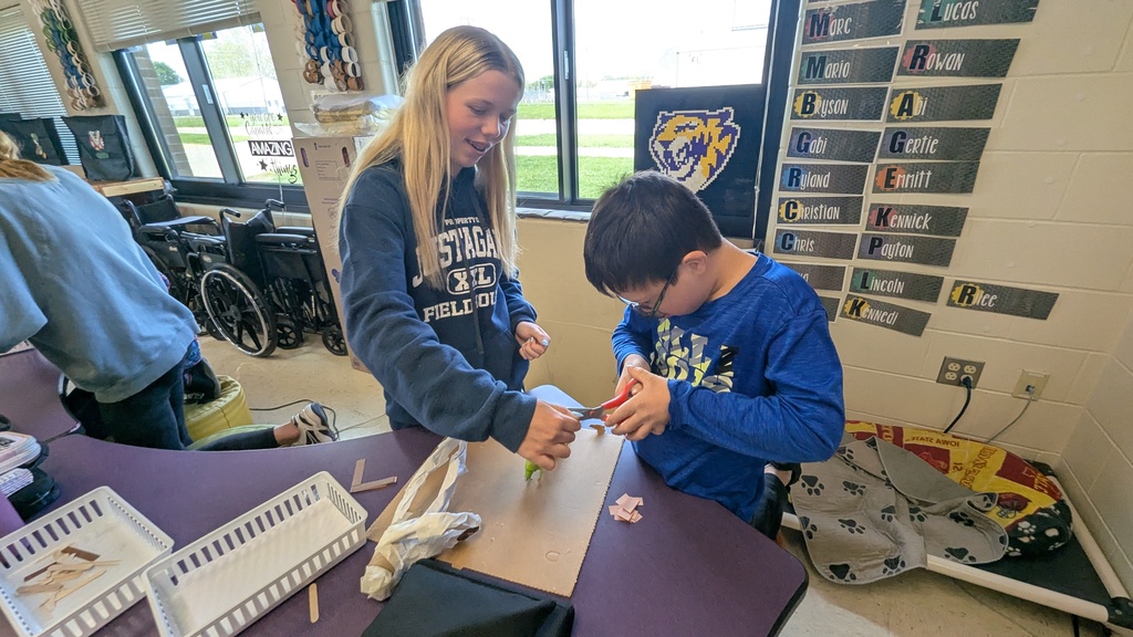 Peer STEM students making their own trolls