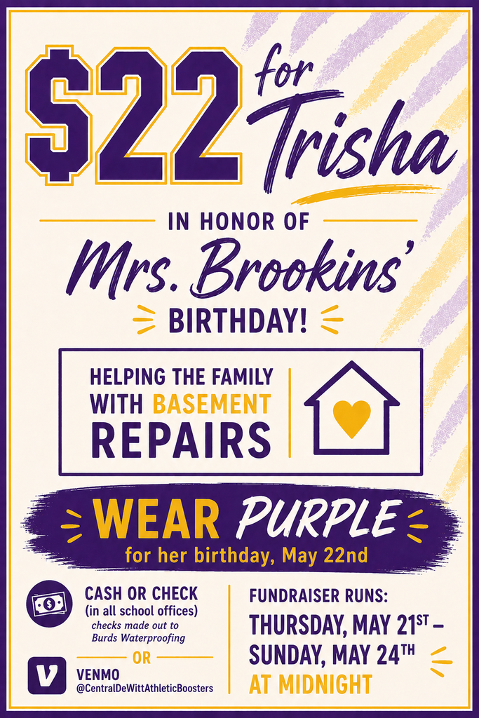 Poster with details about donating $22 toward helping Trisha Brookins's family