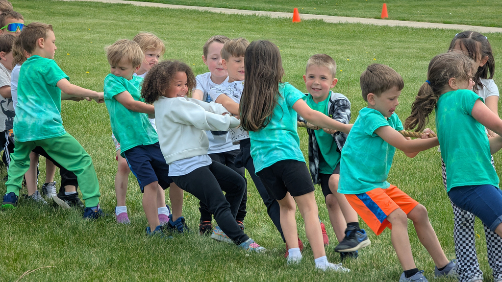 Jumpstart Kindergartners playing tug-o-war