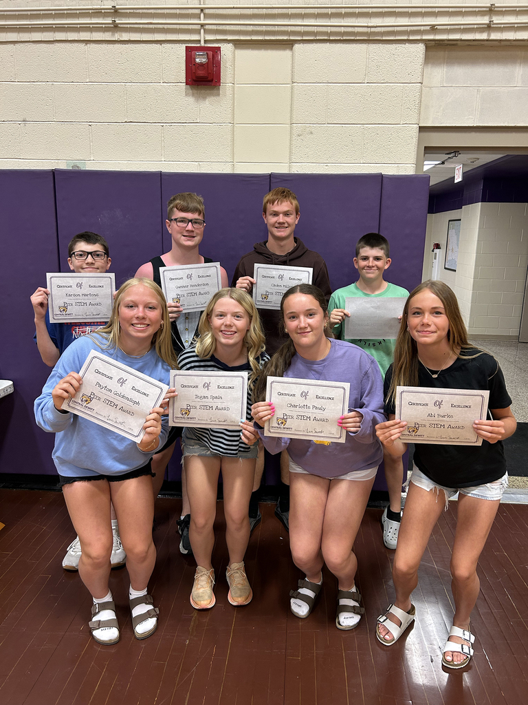 Peer STEM Award: Will Bauer, Karson Martens, Gunner Henderson, Caden Miller, Charlotte Pauly, Abi Burke, Tegan Spain, Payton Goldensoph