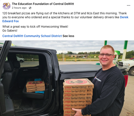 Ed Foundation delivering breakfast pizzas to kick off Homecoming week