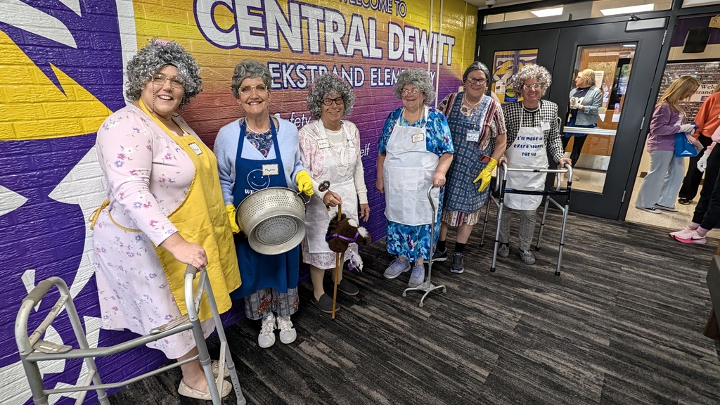 Nutrition Services staff dressed as old lunch ladies