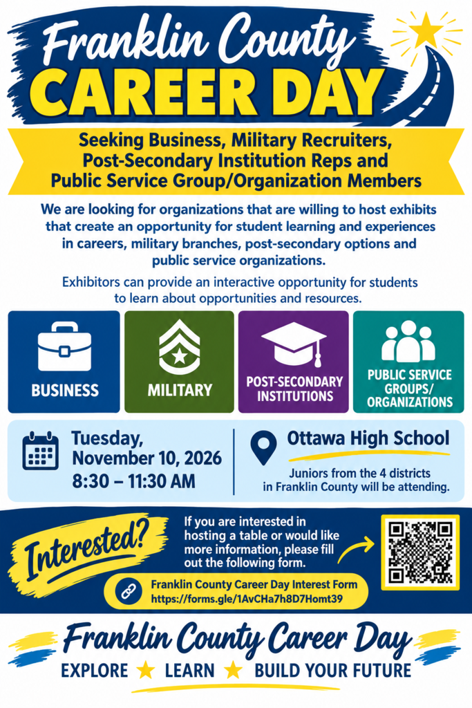 Franklin County Career Day poster for Tuesday, November 10th