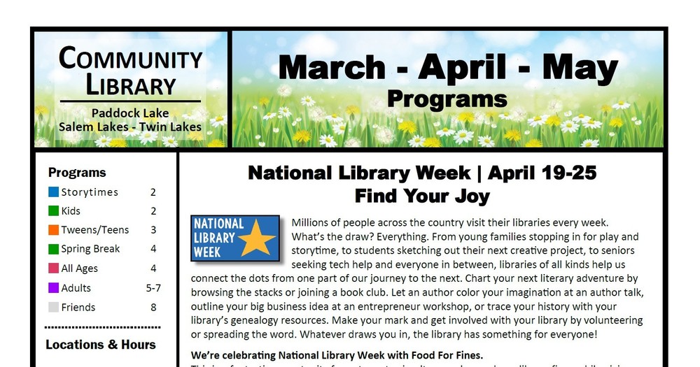 Community Library Spring Events