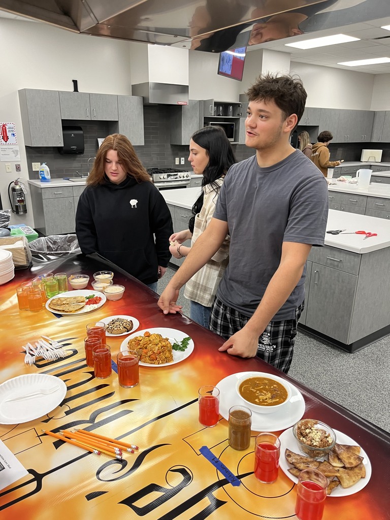 Students with their meals