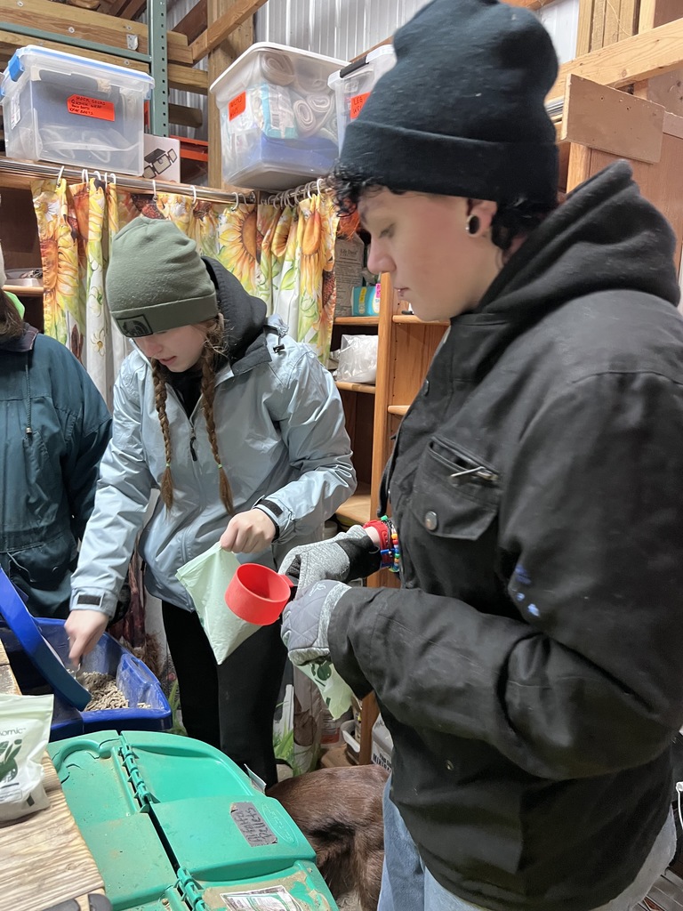 Students volunteering at a farm