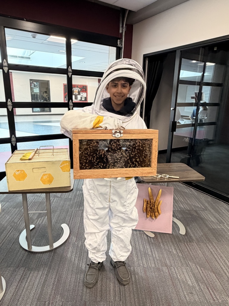Student dressed as bee keeper