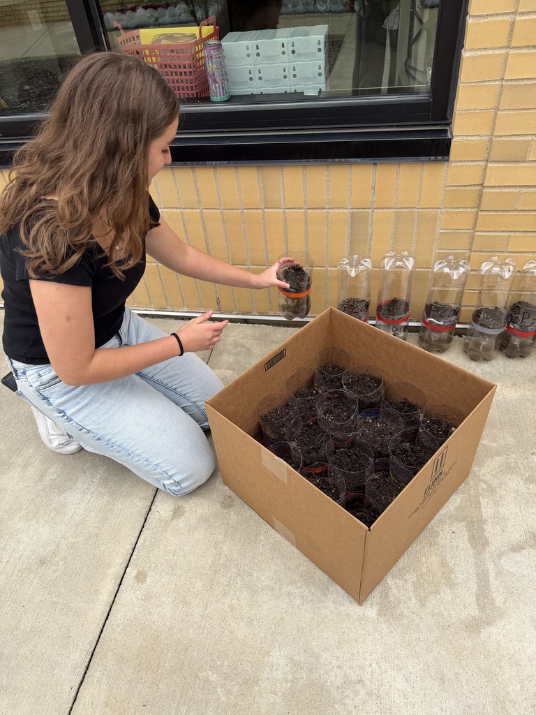 Student planting seeds