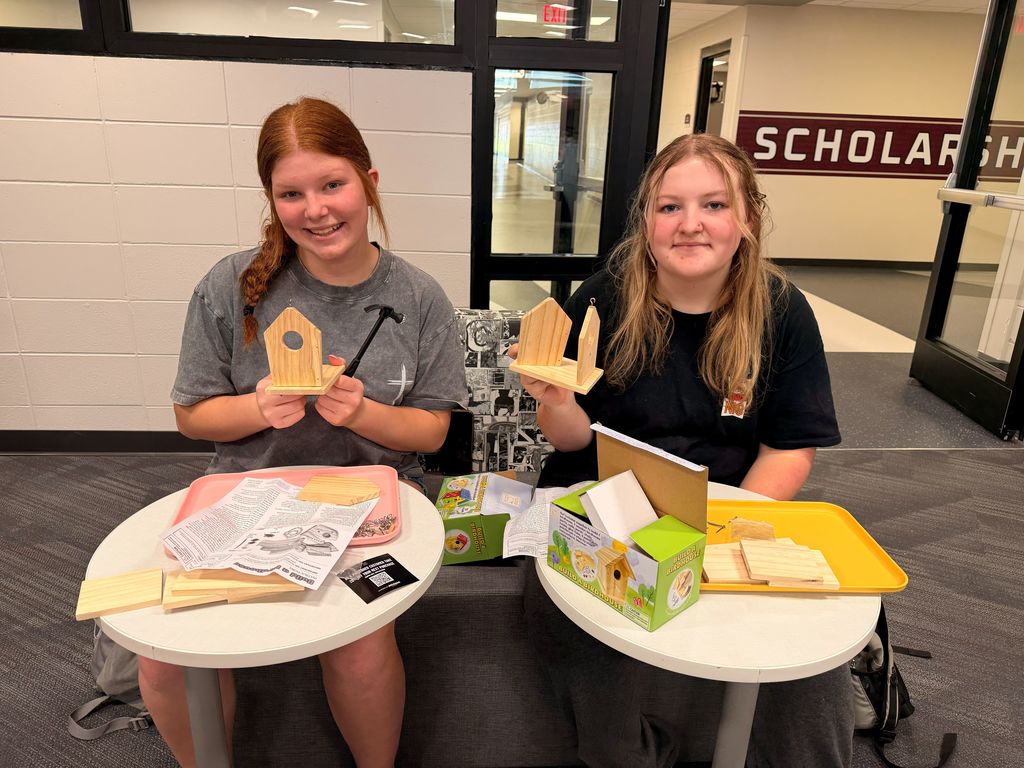 Students working on Birdhouses