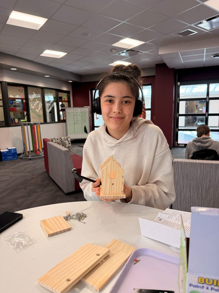 Student working on a Birdhouse