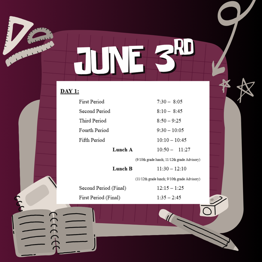 June 3rd Finals Schedule