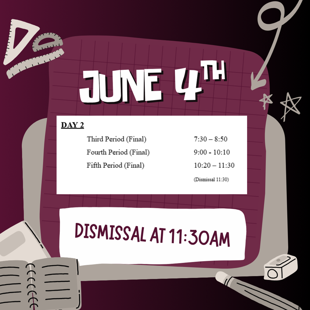 Final exam schedule day #2