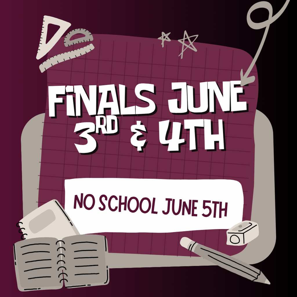 Final Exams will take place on June 3rd & 4th. Friday, June 5th is a Teacher Inservice Day as well as Make-up Exams. Students should communicate with their teachers regarding make-up exams. #weAREwestosha