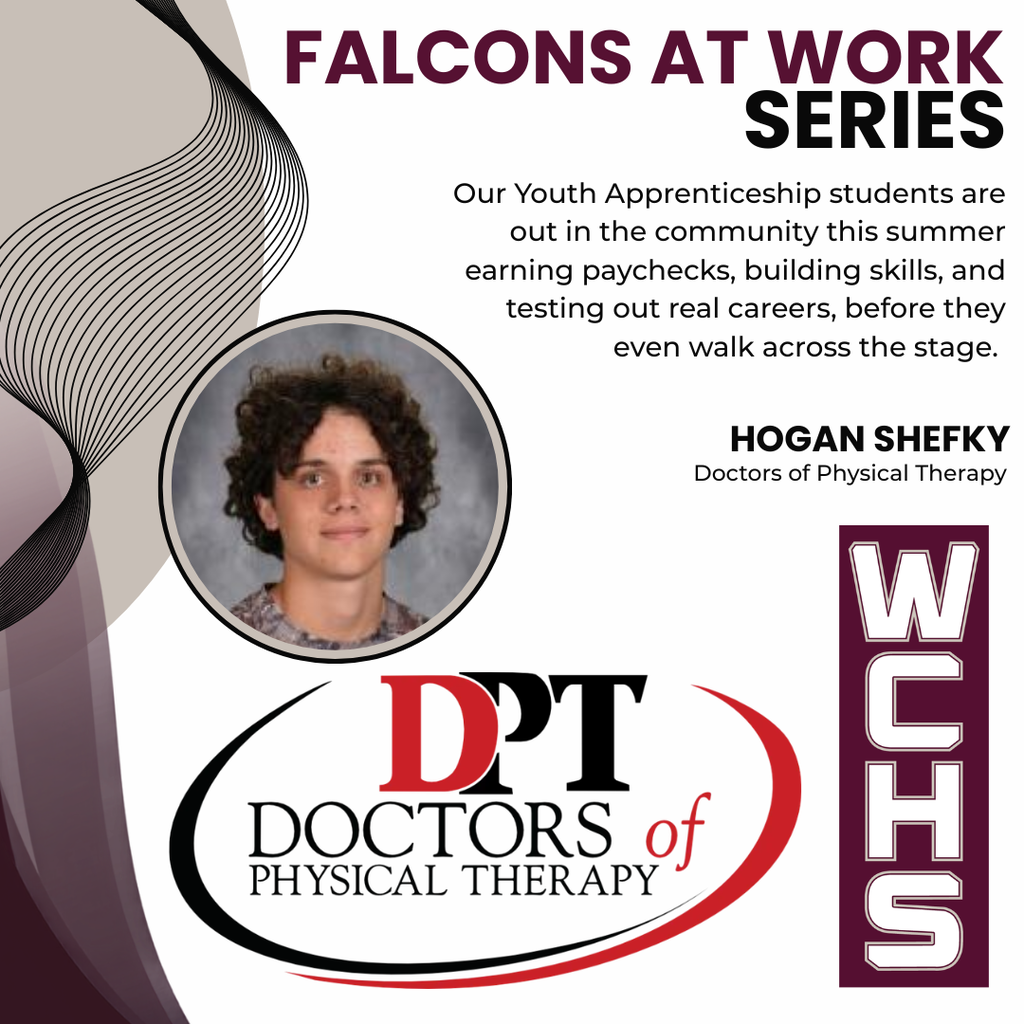 Our Youth Apprenticeship students are out in the community this summer earning paychecks, building skills, and testing out real careers, before they even walk across the stage. Hogan Shefky will be at Doctors of Physical Therapy this summer!
